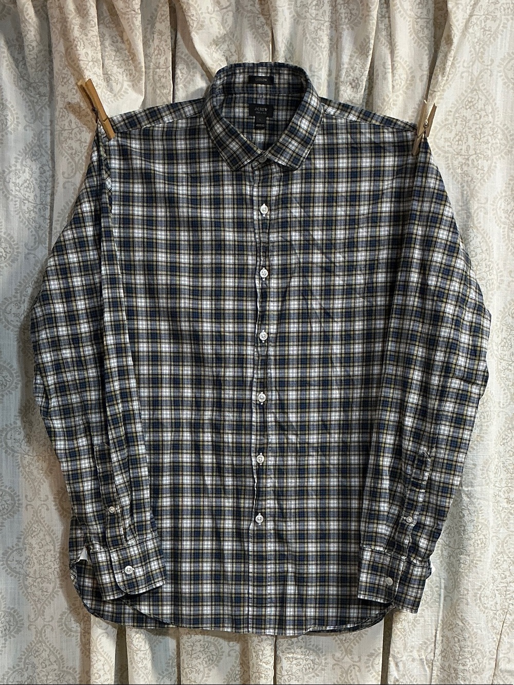 J.Crew Men's Plaid Button-Down Shirt - Navy/Gray/White